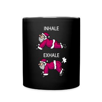 Santa Claus Fart Stretching Sport Weihnachten - Tasse einfarbig - Schwarz - Vorne