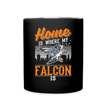 Zuhause ist wo meine Falke ist Turmfalke Falkner - Tasse einfarbig - Schwarz - Vorne