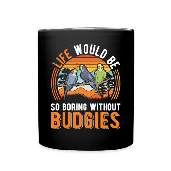 Budgerigar Gift Welli cockatiel - Full Colour Mug - black - Front
