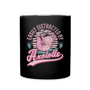 Facilement distrait par l’amphibien à queue d’Axolotl - Mug uni - noir - Devant