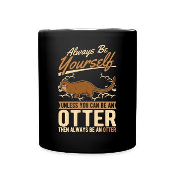 Otter Geschenk Fischotter Seeotter - Tasse einfarbig - Schwarz - Vorne