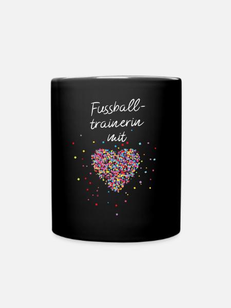 Fußballtrainerin mit Herz Trainerin Fußballerin - Tasse einfarbig - Schwarz