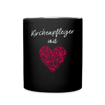 Kirchenpfleger mit Herz Katholisch Kirche Ehrenamt - Tasse einfarbig - Schwarz - Vorne
