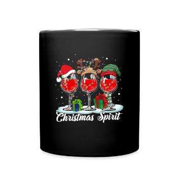 Funny Christmas Spirits Glasses Of Wine Pajama - Tasse einfarbig - Schwarz - Vorne