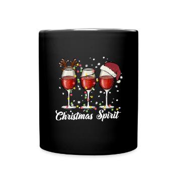 Funny Christmas Spirits Glasses Of Wine Pajama - Tasse einfarbig - Schwarz - Vorne