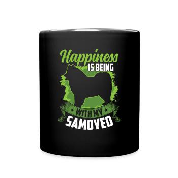 Samojede ist glücklich sein Samojedenspitz - Tasse einfarbig - Schwarz - Vorne