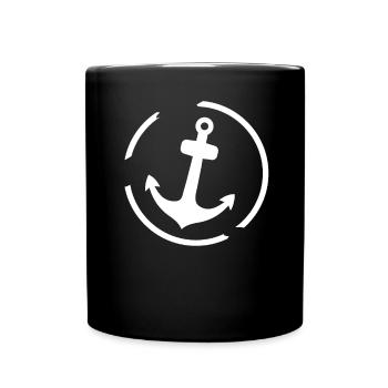 Anker Maritime Meer Segeln - Tasse einfarbig - Schwarz - Vorne