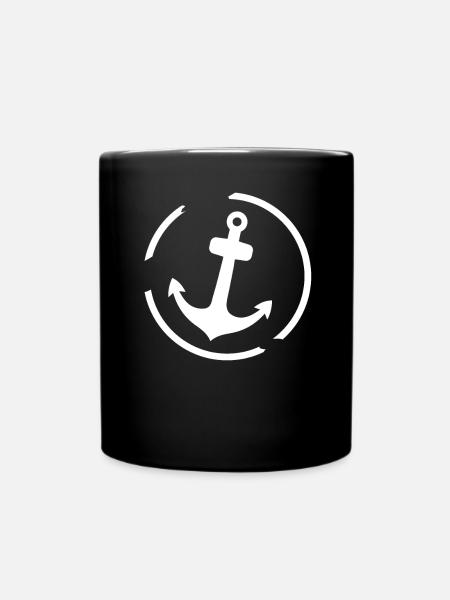 Anker Maritime Meer Segeln - Tasse einfarbig - Schwarz