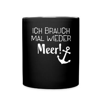 Anker Maritime Meer Segeln - Tasse einfarbig - Schwarz - Vorne