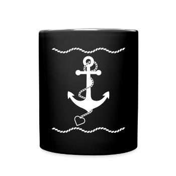 Anker Maritime Meer Segeln - Tasse einfarbig - Schwarz - Vorne