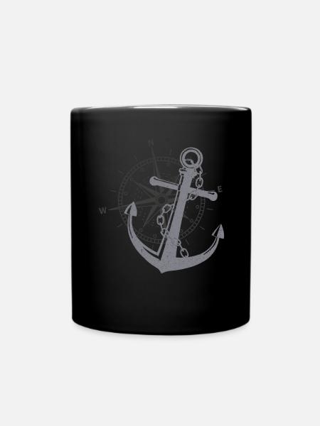 Anker Windrose Maritime Meer Segeln - Tasse einfarbig - Schwarz