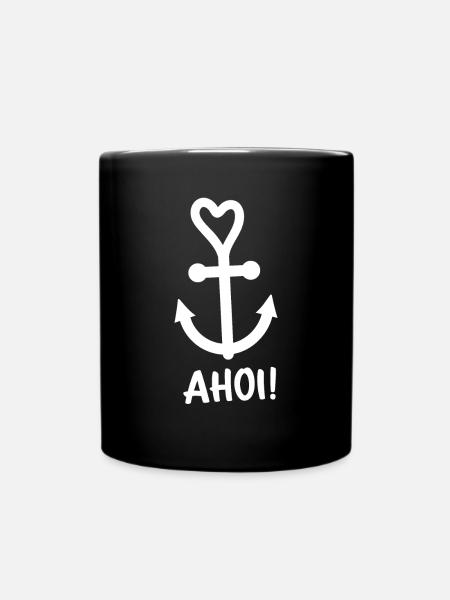 Anker Maritime Meer Segeln - Tasse einfarbig - Schwarz