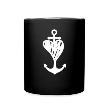 Anker Maritime Meer Segeln - Tasse einfarbig - Schwarz - Vorne