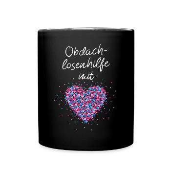 Odachlosenhilfe mit Herz Obdachlose Wohnungslose - Tasse einfarbig - Schwarz - Vorne
