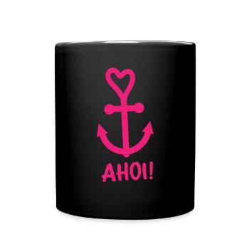 Anker Maritime Meer Segeln - Tasse einfarbig - Schwarz - Vorne