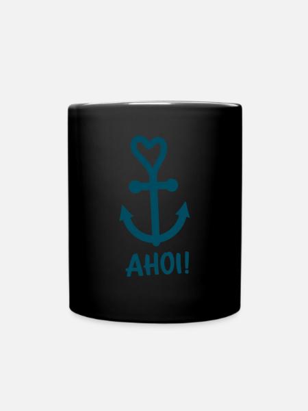 Anker Maritime Meer Segeln - Tasse einfarbig - Schwarz