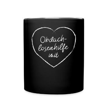 Odachlosenhilfe mit Herz Obdachlosenheim Ehrenamt - Tasse einfarbig - Schwarz - Vorne