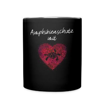 Amphibienschutz mit Herz Reptilienschutz Ehrenamt - Tasse einfarbig - Schwarz - Vorne