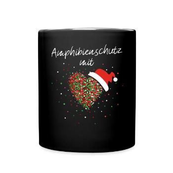 Amphibienschutz mit Herz Reptilien Nikolausmütze - Tasse einfarbig - Schwarz - Vorne