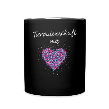 Tierpatenschaft mit Herz Pflegestelle Straßenhund - Tasse einfarbig - Schwarz - Vorne