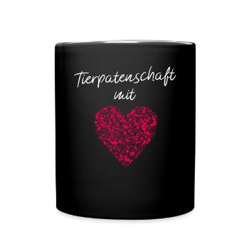 Tierpatenschaft mit Herz Tierschutz Tierschützer - Tasse einfarbig - Schwarz - Vorne