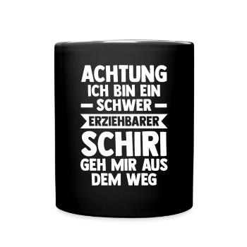 Schiri Unparteiischer Fußball Schiedsrichter - Tasse einfarbig - Schwarz - Vorne