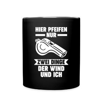 Schiri Unparteiischer Fußball Schiedsrichter - Tasse einfarbig - Schwarz - Vorne