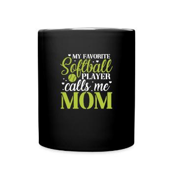 Softball Mère Baseball Fille Fils Cadeau - Mug uni - noir - Devant
