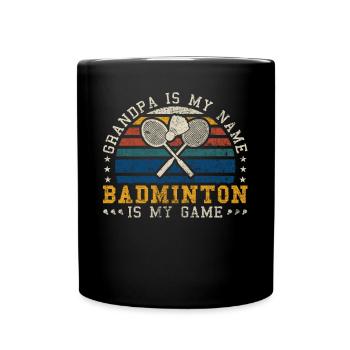 Badminton Grandpa Retro Sunset Badminton Player - Tasse einfarbig - Schwarz - Vorne