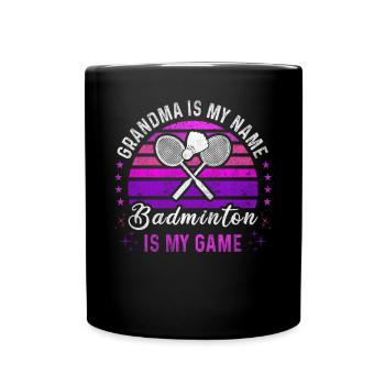 Badminton Grandma Retro Sunset Badminton Player - Tasse einfarbig - Schwarz - Vorne