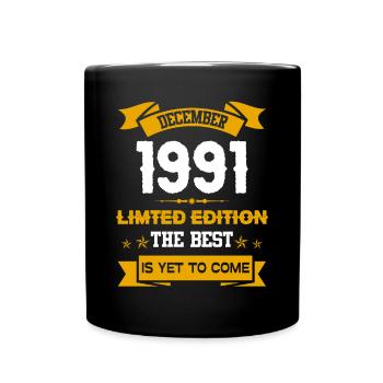 Dezember 1991 Geburtstagsgeschenk - Tasse einfarbig - Schwarz - Vorne