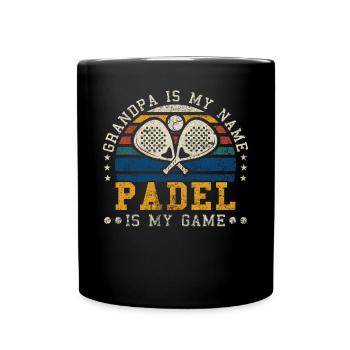 Padel Grandpa Retro Sunset Padel Player - Full Colour Mug - black - Front