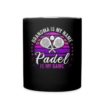Padel Grandma Retro Sunset Padel Player - Full Colour Mug - black - Front