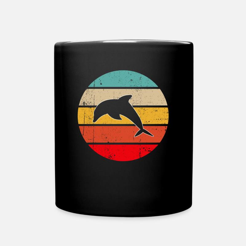 Delfin Retro - Tasse einfarbig - Schwarz