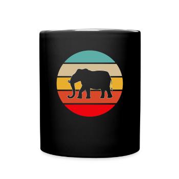Elefant Retro - Tasse einfarbig - Schwarz - Vorne