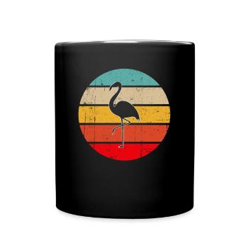Flamant rose Rétro - Mug uni - noir - Devant