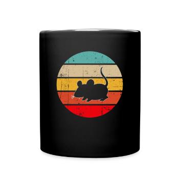 Maus Retro - Tasse einfarbig - Schwarz - Vorne