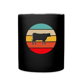 Kuh Rind Retro - Tasse einfarbig - Schwarz - Vorne