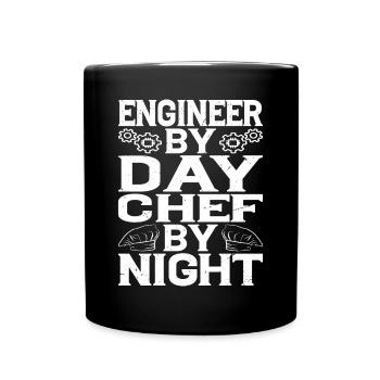 Ingénieur le jour, Chef le soir 4 - Mug uni - noir - Devant