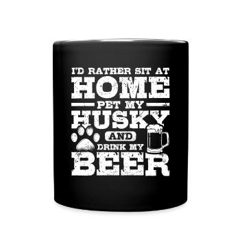 Beer and siberian husky - Tasse einfarbig - Schwarz - Vorne