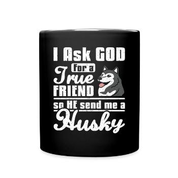Dieu m’envoie un husky sibérien - Mug uni - noir - Devant