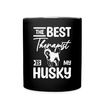 The best therapist is my siberian husky - Full Colour Mug - black - Front