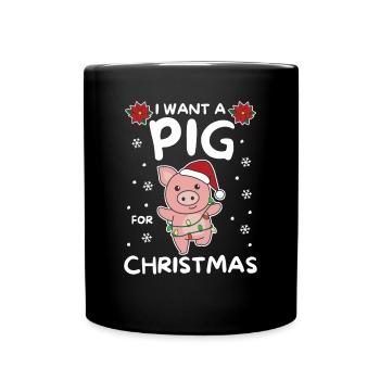 Je veux un cochon pour les cochons doux de Noël - Mug uni - noir - Devant