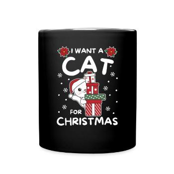 I want a cat for Christmas cute cats - Full Colour Mug - black - Front