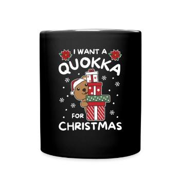 I want a quokka for christmas sweet quokkas - Full Colour Mug - black - Front