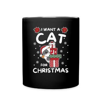 I want a cat for Christmas cute cats - Full Colour Mug - black - Front