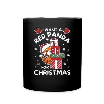 Ich will ein Roter Panda Weihnachten Rote Pandas - Tasse einfarbig - Schwarz - Vorne