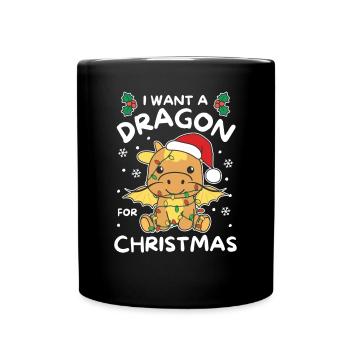 Je veux un dragon pour Noël dragons mignons - Mug uni - noir - Devant
