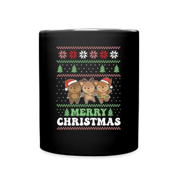 Joyeux Noël rétro moche cerf de Noël - Mug uni - noir - Devant