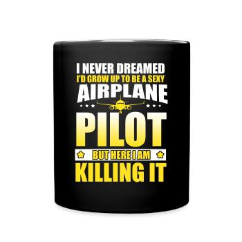 Lustiger Flugzeugpilot Flugzeug fliegender Pilot - Tasse einfarbig - Schwarz - Vorne